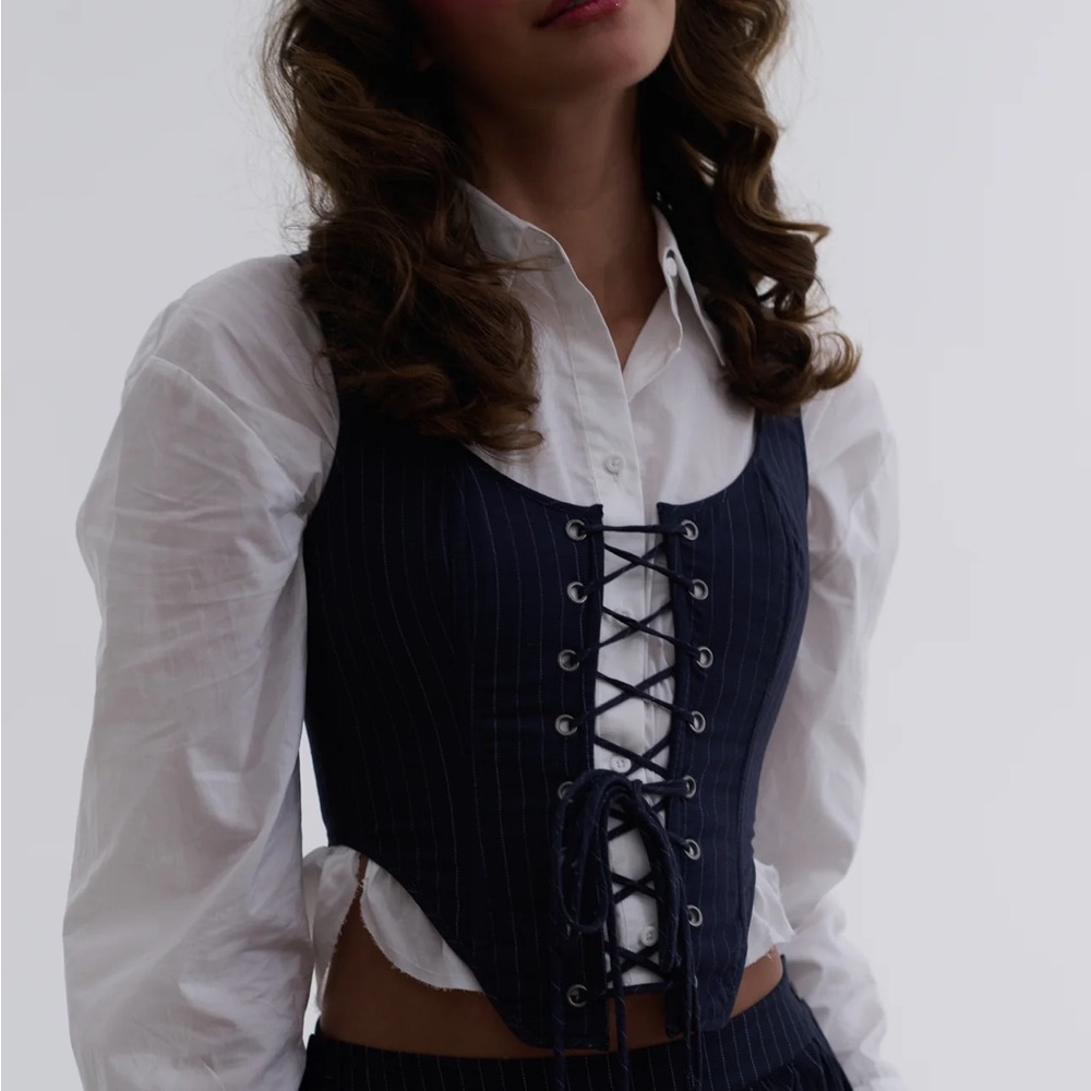 (SOLD) Selkie Pinstripe Duchess Corset
